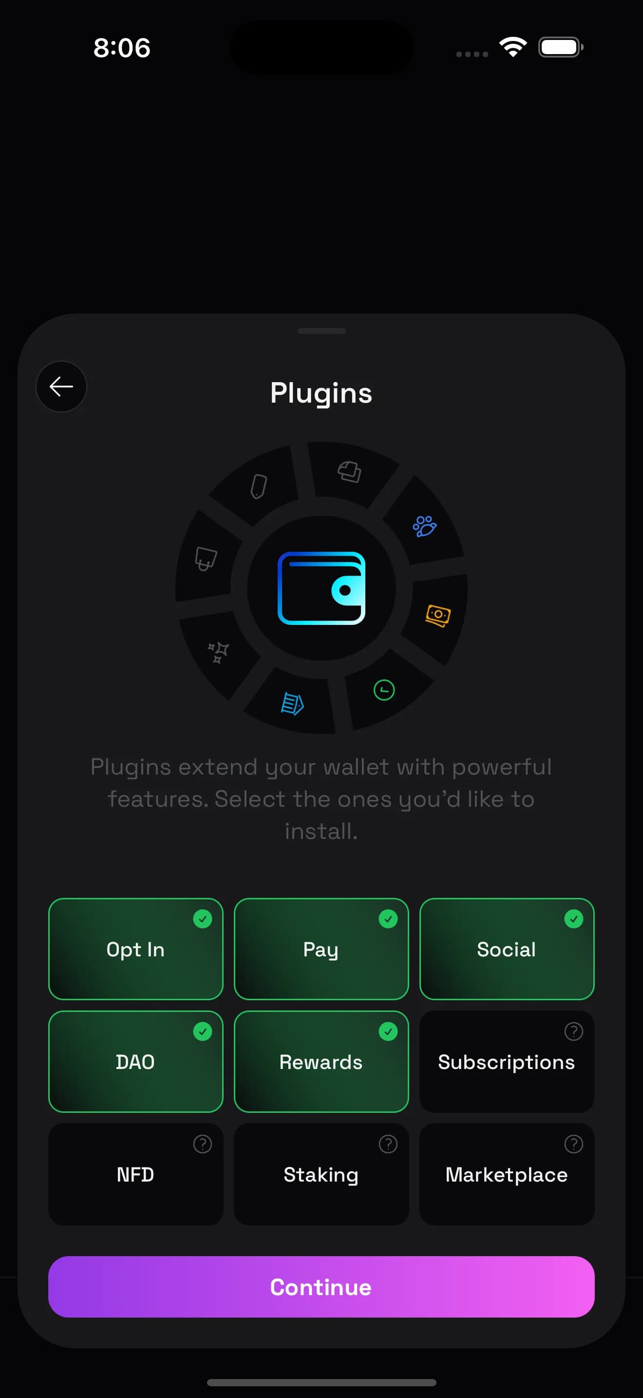 Akita plugin selection